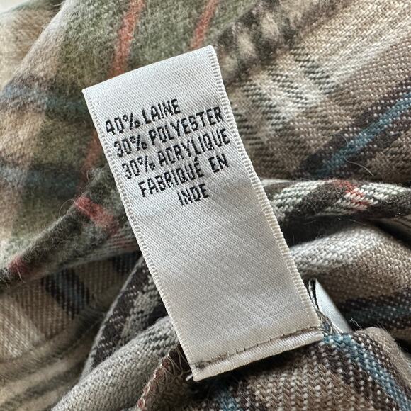 Evan Picone Shacket WMNS 14 Brown Wool Blend Plaid Flannel Button Up Coat Jacket - Picture 6 of 9